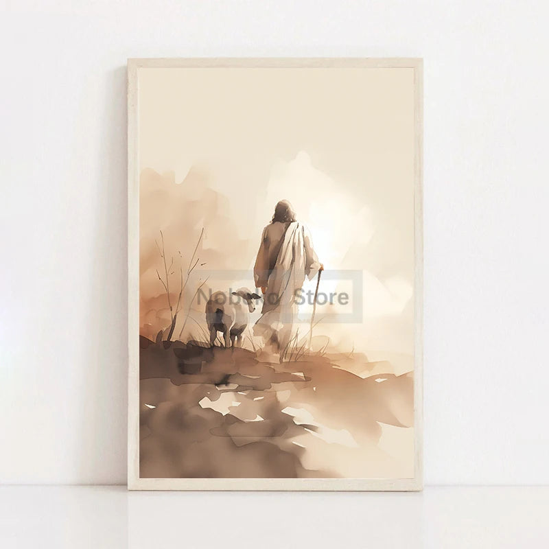 Modern Christian Jesus Poster - Inspirational Bible Verse Canvas Wall Art for Living Room Faith Decor & Religious Gift