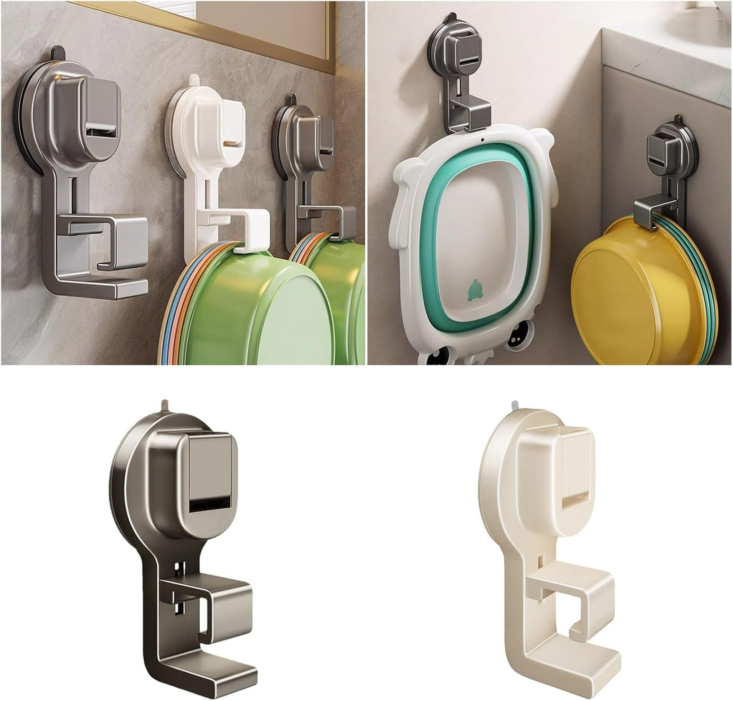 Suction Cup Wall Hook Rack – Multifunctional Washbasin & Towel Holder for Home Organization
