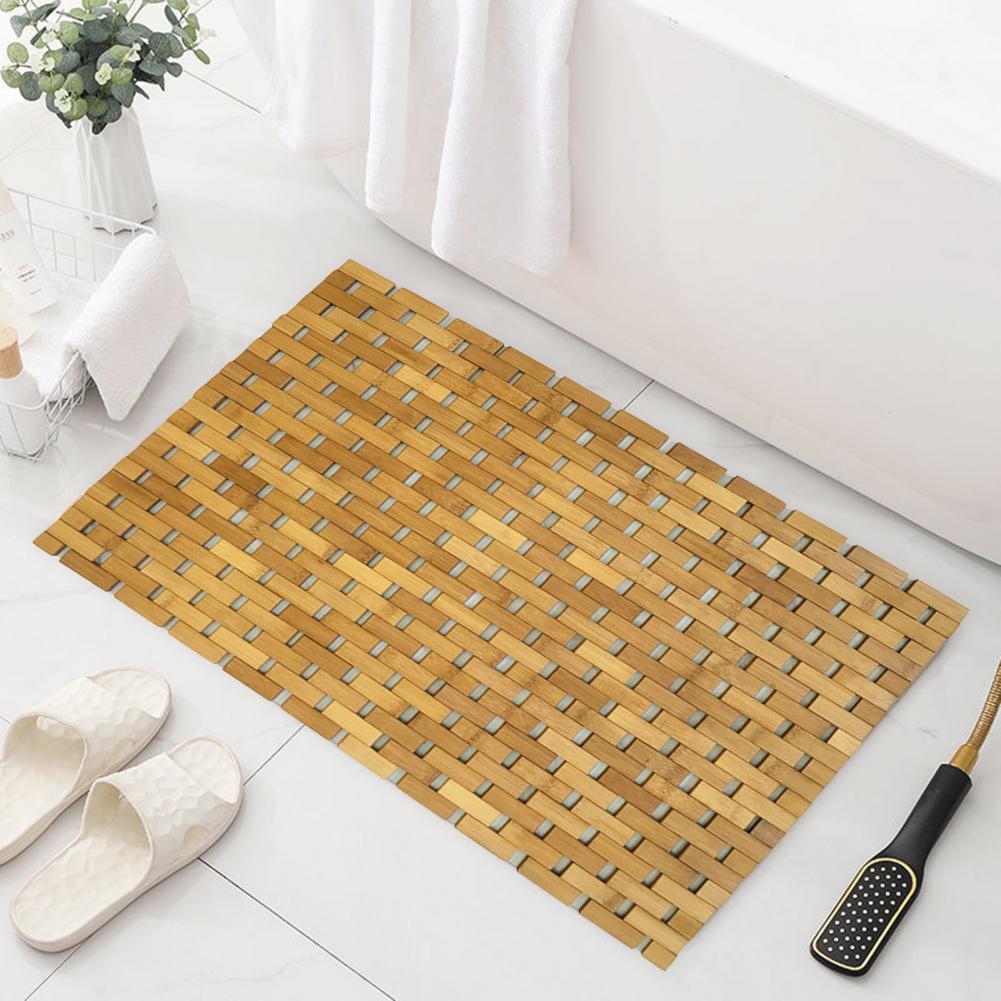 Foldable Bamboo Bath Mat – Anti-Slip Natural Wooden Spa Rug for Bathrooms, Showers, and Home Wellness Spaces