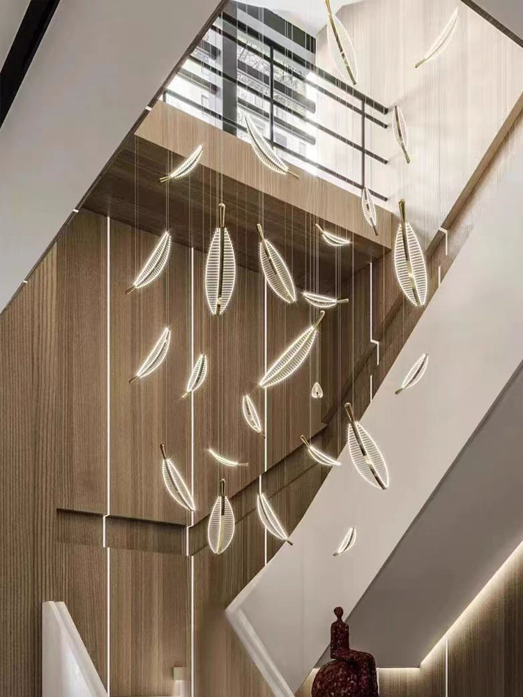 Modern LED Spiral Chandelier – Loft-Inspired Pendant Light for Villa Living Room, Staircase, or Duplex Indoor Decoration