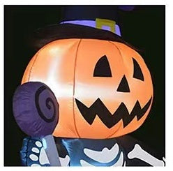 Inflatable Halloween Pumpkin Ghost Witch Model – Large Yard Prop with Built-In LED Lights for Party and Scary Outdoor Decorations