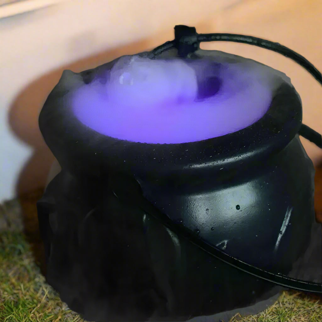 Halloween Witch Cauldron Fog Machine – LED Smoke Fogger And Water Fountain Prop For Spooky DIY Haunted House And Party Ambience