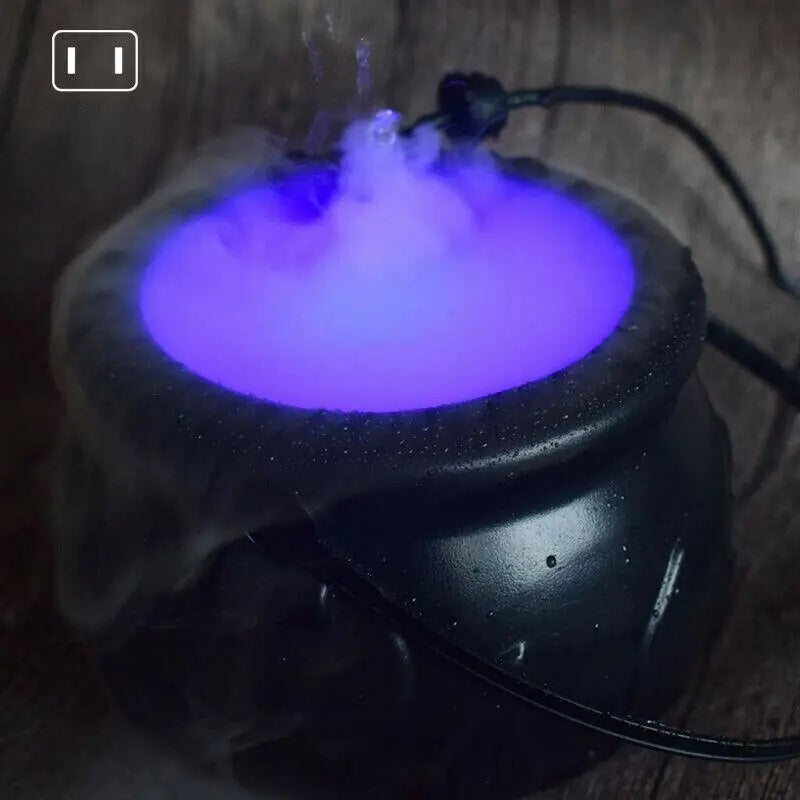 Halloween Witch Cauldron Fog Machine – LED Smoke Fogger And Water Fountain Prop For Spooky DIY Haunted House And Party Ambience