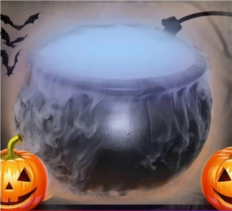 Halloween Witch Cauldron Fog Machine – LED Smoke Fogger And Water Fountain Prop For Spooky DIY Haunted House And Party Ambience