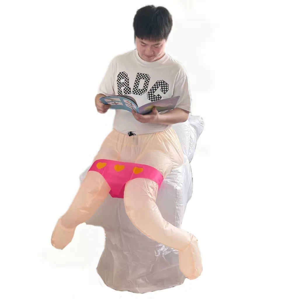 Funny Toilet Inflatable Costume – Realistic Parent-Child Family Halloween Outfit for Entertainment, Festivals, and Hilarious Party Roleplay Props