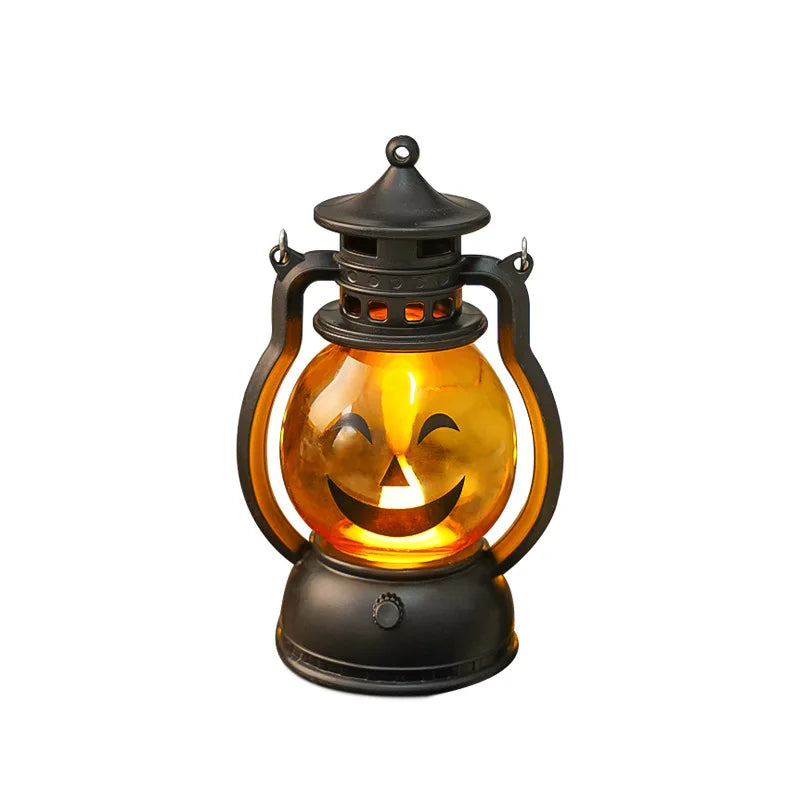 Halloween LED Glow Ghost Tree Light – Haunted House Candle Lamp with Spider and Pumpkin Design for Spooky Party Decoration