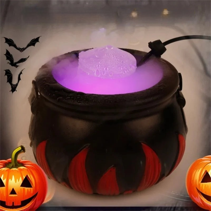 Halloween Witch Cauldron Fog Machine – LED Smoke Fogger And Water Fountain Prop For Spooky DIY Haunted House And Party Ambience