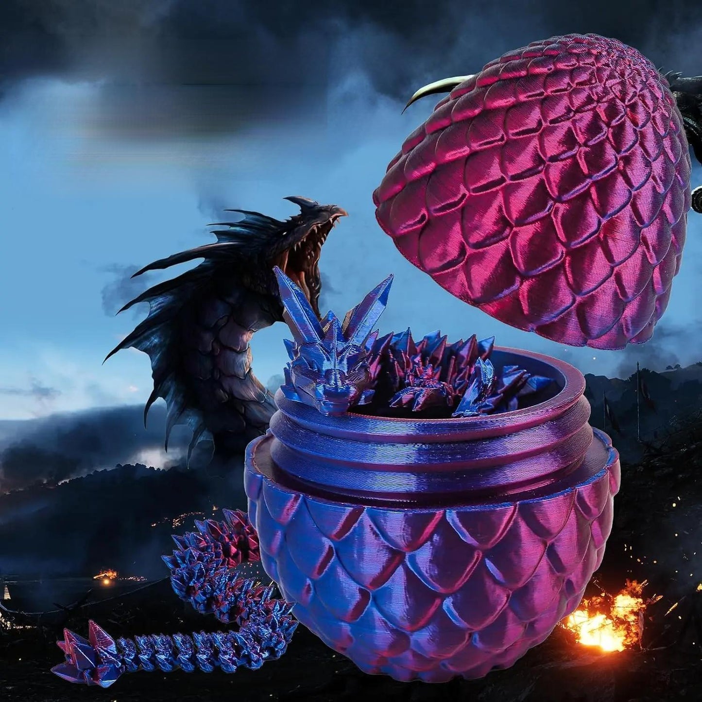 Printed Easter Crystal Dragon Egg – 3D Egg Toy for Enchanting Desktop Ornament, Easter Sculpture, and Magical Gift for Kids