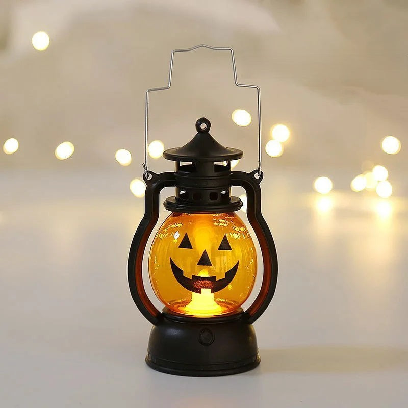 Halloween LED Glow Ghost Tree Light – Haunted House Candle Lamp with Spider and Pumpkin Design for Spooky Party Decoration