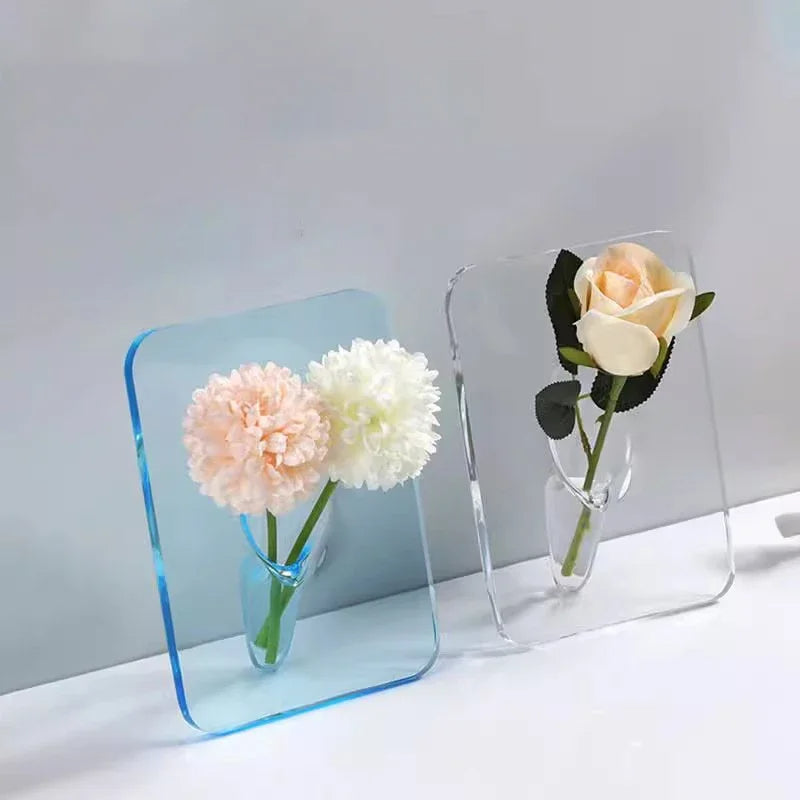 Acrylic Photo Frame Flower Vase – Transparent 20×15cm Hydroponic Decor Piece for Artistic Displays & Home Arrangements