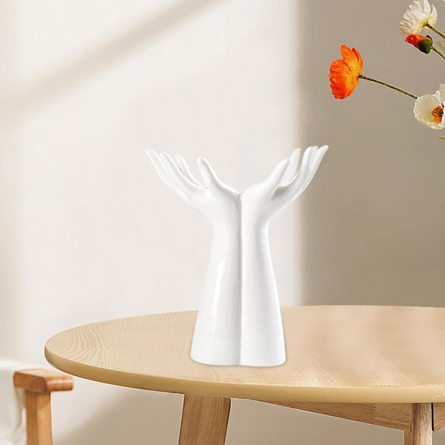 Nordic Ceramic Hand Vase – Creative Modern Flower Holder for Living Room, Office & Minimalist Home Décor Statement Piece