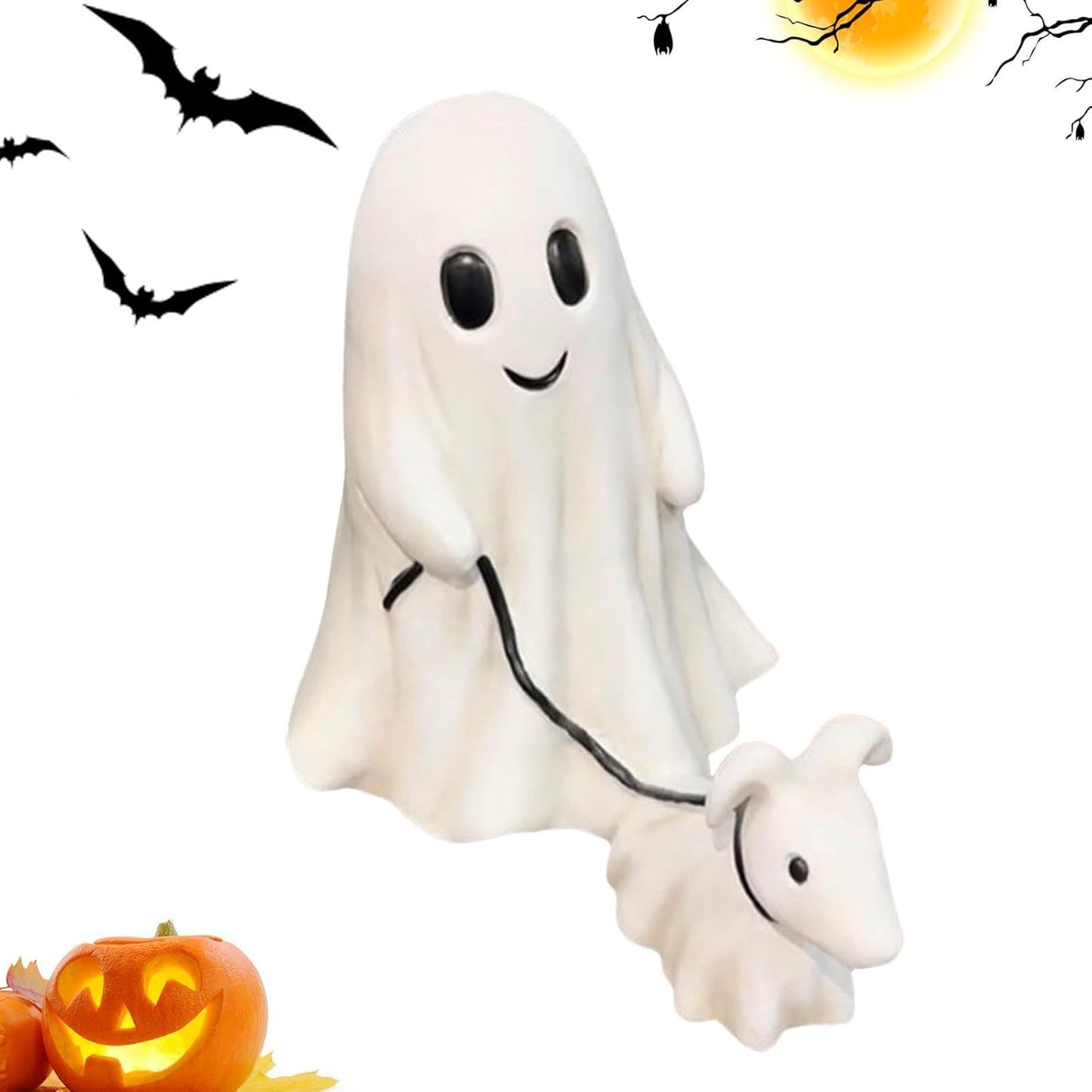 Halloween Ghost Dog Figurine – Cute Walking Dog Statue with Spooky Festival Charm, Tabletop Decoration, and Household Ornament Party Gift