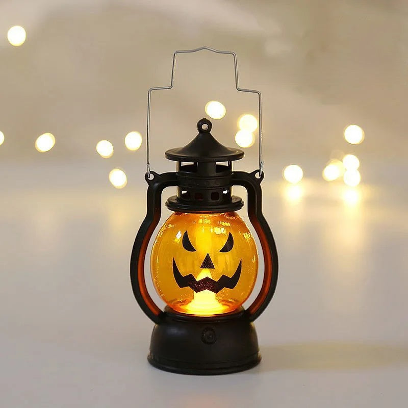 Halloween LED Glow Ghost Tree Light – Haunted House Candle Lamp with Spider and Pumpkin Design for Spooky Party Decoration