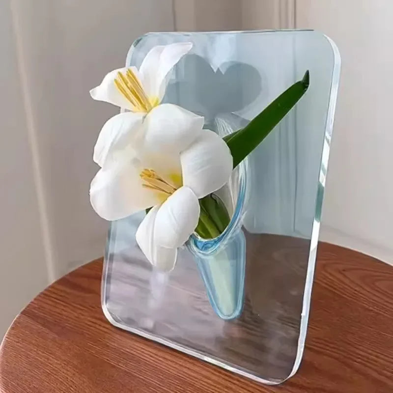 Acrylic Photo Frame Flower Vase – Transparent 20×15cm Hydroponic Decor Piece for Artistic Displays & Home Arrangements