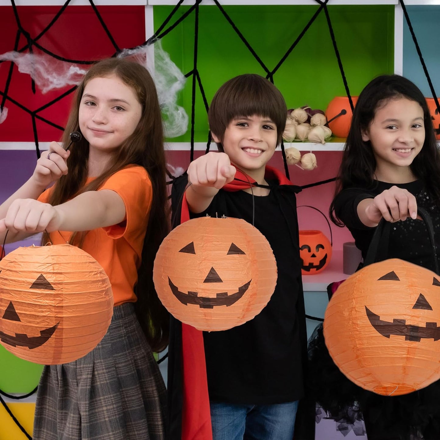 Halloween Pumpkin Paper Lanterns – Jack O’ Lantern Hanging Decor for Indoor and Outdoor Halloween Party Decorations