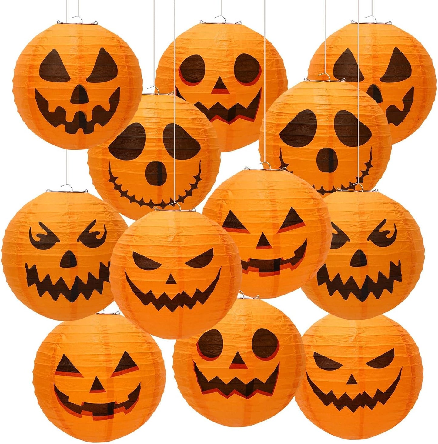 Halloween Pumpkin Paper Lanterns – Jack O’ Lantern Hanging Decor for Indoor and Outdoor Halloween Party Decorations