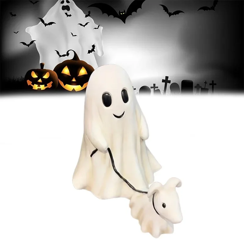 Halloween Ghost Dog Figurine – Cute Walking Dog Statue with Spooky Festival Charm, Tabletop Decoration, and Household Ornament Party Gift