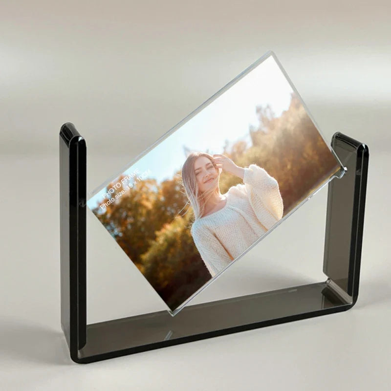 Double-sided Rotating Acrylic Photo Frame – 6-inch Transparent HD Display for Weddings, Home Decor, Capturing Memories with Elegant Wedding and Anniversary Love