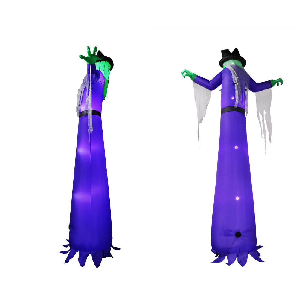 Halloween Inflatable Witch and Pig Model – Built-In LED Light Up Yard Props for Lawn, Garden, Indoor, and Party Decorations