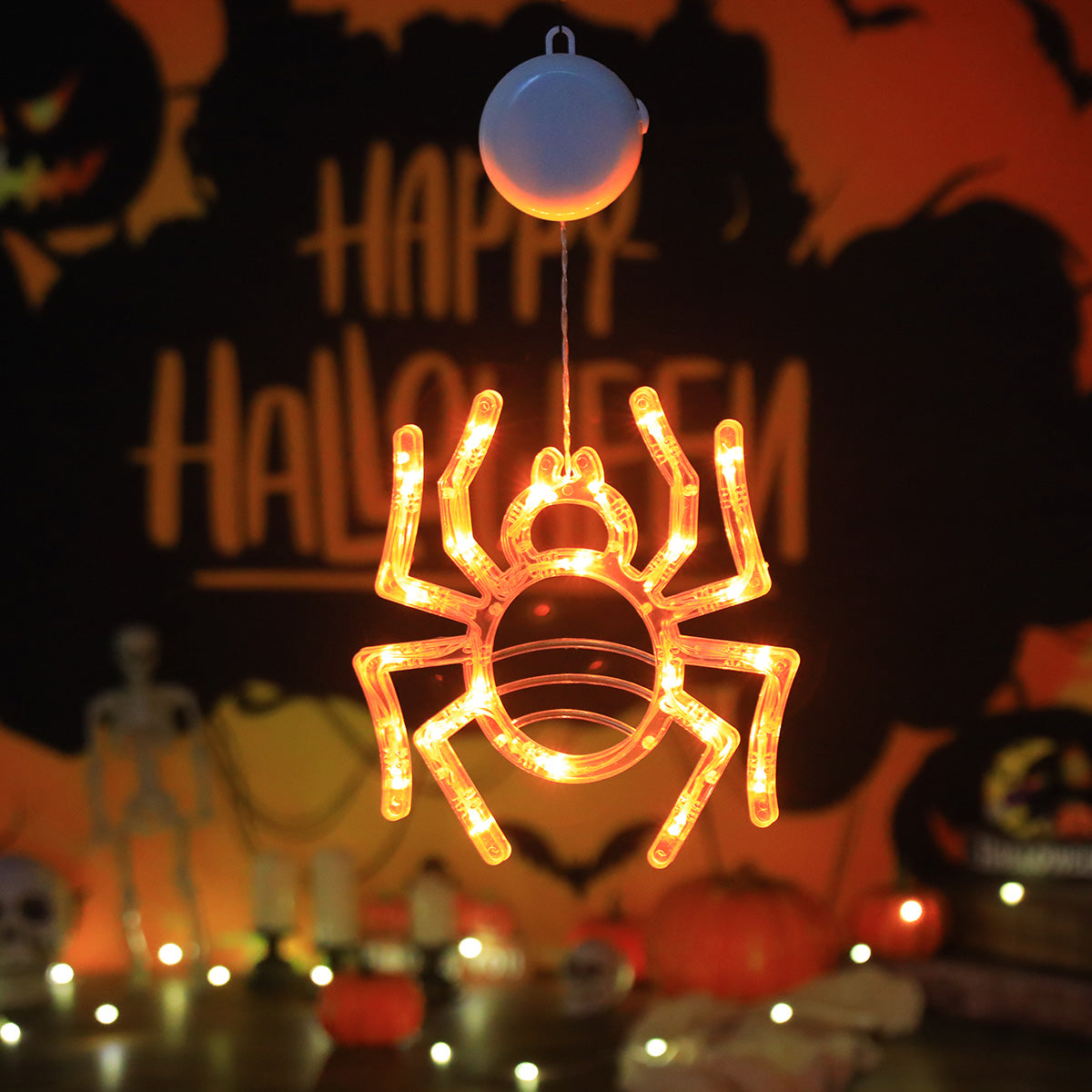 Halloween LED Hanging Lights – Battery-Powered Spooky Bat and Ghost Eye Ornaments for Festive Room, Living Room, and Party Decorations