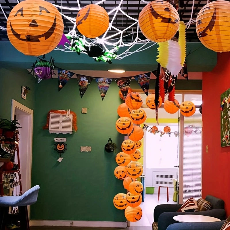 Halloween Pumpkin Paper Lanterns – Jack O’ Lantern Hanging Decor for Indoor and Outdoor Halloween Party Decorations