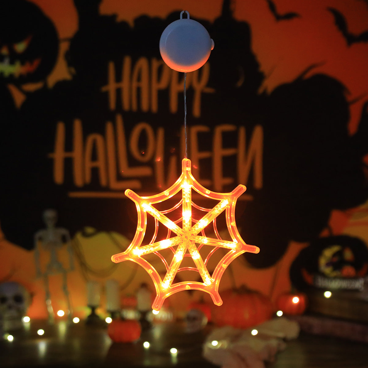 Halloween LED Hanging Lights – Battery-Powered Spooky Bat and Ghost Eye Ornaments for Festive Room, Living Room, and Party Decorations