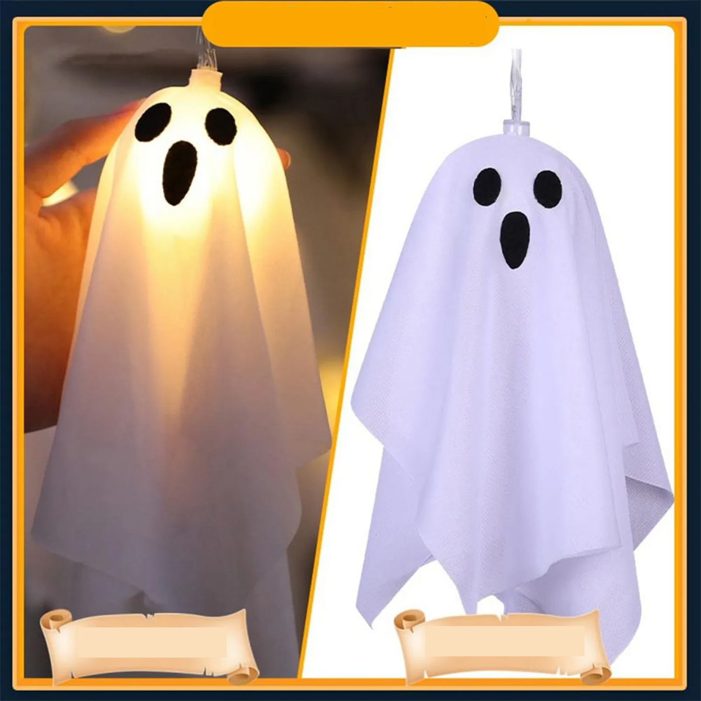 Halloween Hanging Ghost Decorations – Light-Up Flying Ghost Ornaments with Luminous Glow for Trees, Courtyards, Windows, and Haunted Houses