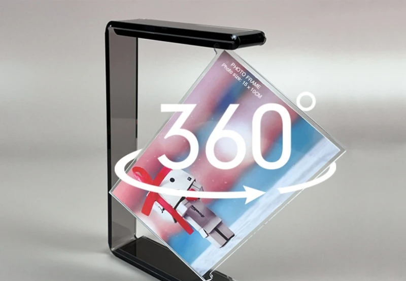 Double-sided Rotating Acrylic Photo Frame – 6-inch Transparent HD Display for Weddings, Home Decor, Capturing Memories with Elegant Wedding and Anniversary Love