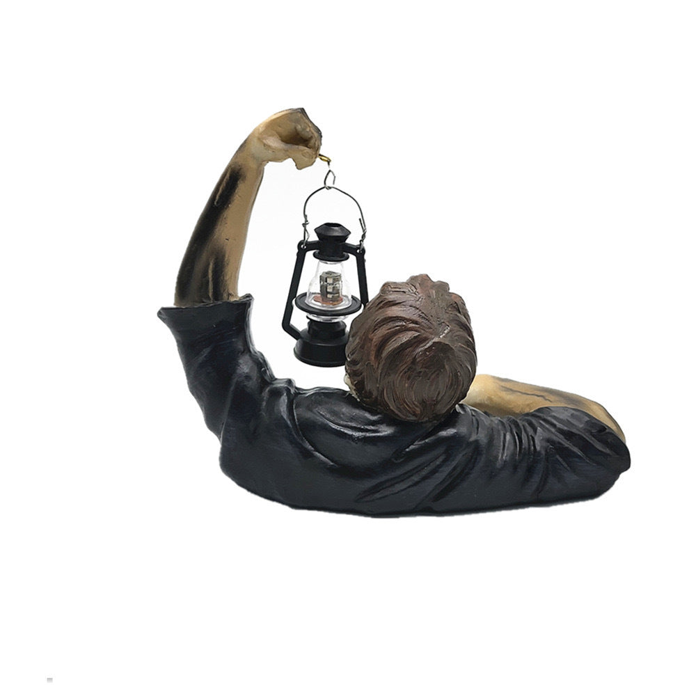 Halloween Zombie Statue with Lantern – Outdoor Garden Ornament Waterproof Decoration for Lawn, Patio, Yard, and Haunted House Props