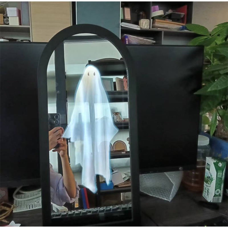 Halloween Ghost Mirror Decoration – Scary Hologram Wall Mirror with Spooky Projection for Haunted Room Atmosphere and Terrifying Party Displays