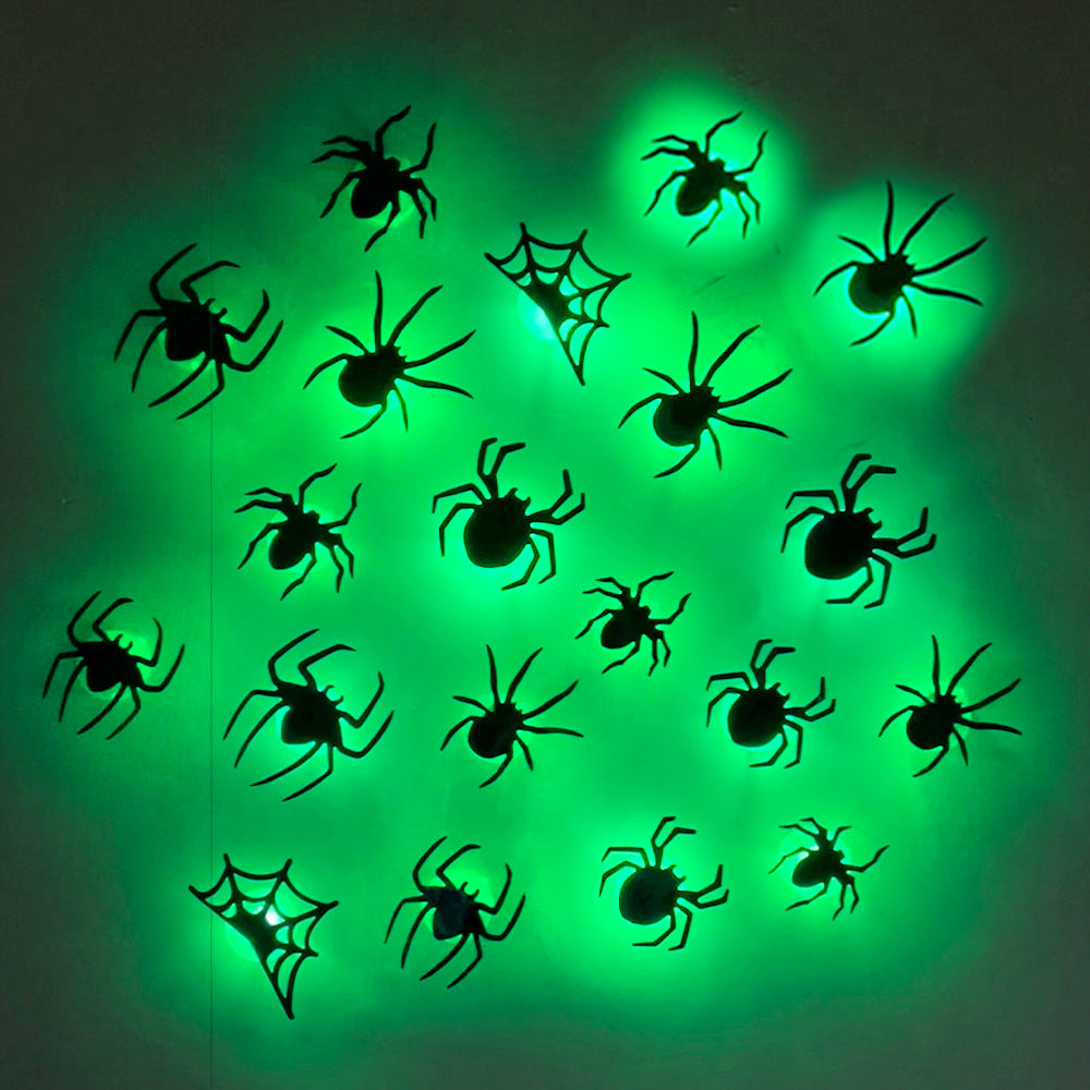 Halloween Bat and Spider Wall Décor – Glow-in-the-Dark 3D Stickers with LED Lights for Indoor and Outdoor Party Scares