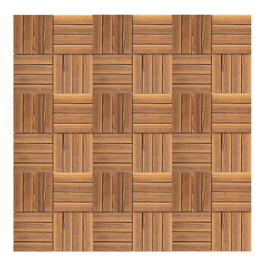 Interlocking Wood Flooring Tiles – 36-Pack 30x30cm DIY Floor Renovation System for Indoor/Outdoor Areas, Easy Click-Lock, Durable, Stylish Deck or Patio Upgrade