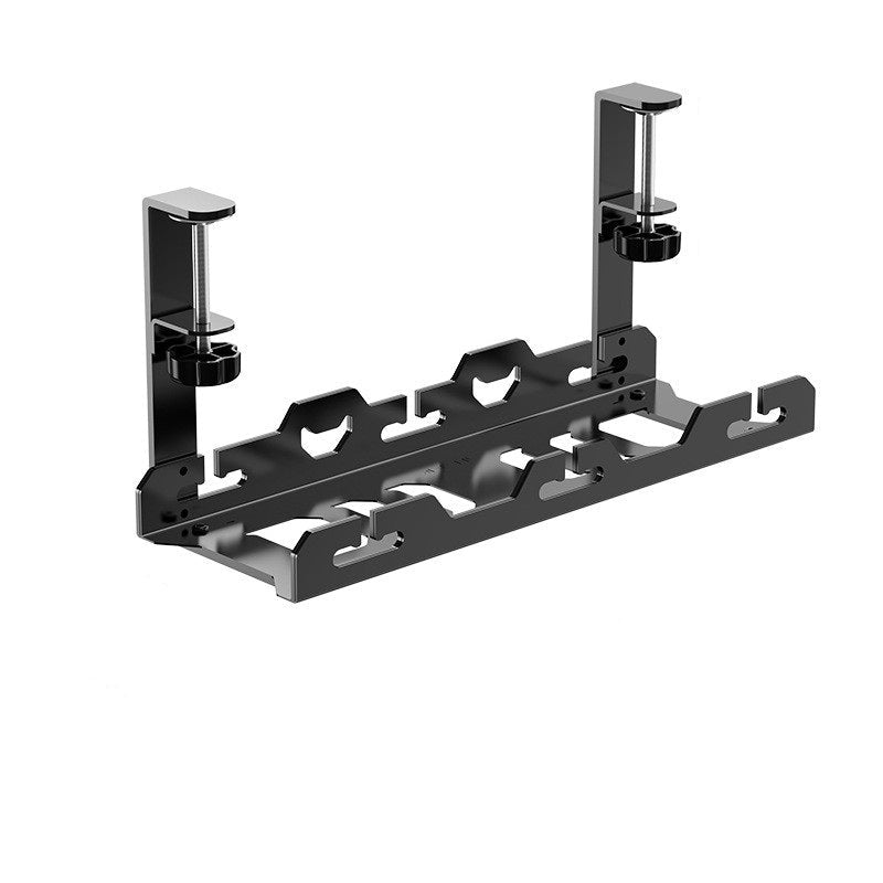 Telescopic Under-Table Storage Rack – Durable Metal Cable Management Tray with Punch-Free Installation for Office, Home Desks, or Wire Organization