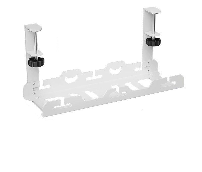 Telescopic Under-Table Storage Rack – Durable Metal Cable Management Tray with Punch-Free Installation for Office, Home Desks, or Wire Organization