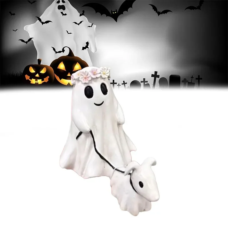 Halloween Ghost Dog Figurine – Cute Walking Dog Statue with Spooky Festival Charm, Tabletop Decoration, and Household Ornament Party Gift