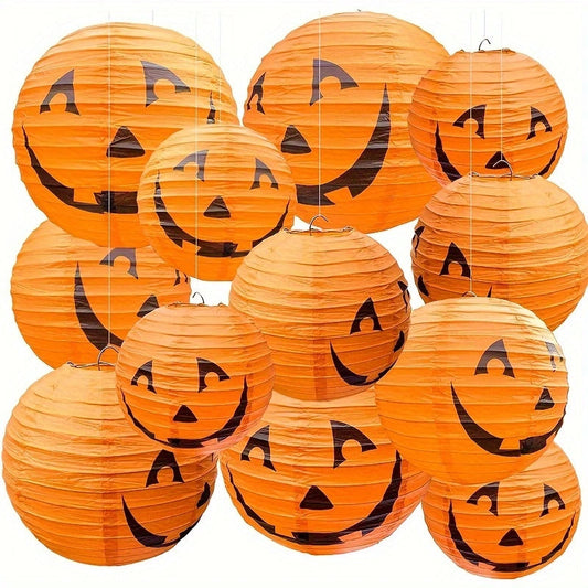 Halloween Pumpkin Paper Lanterns – Jack O’ Lantern Hanging Decor for Indoor and Outdoor Halloween Party Decorations