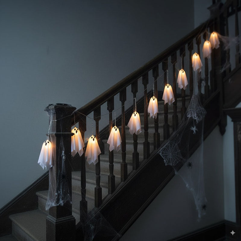 Halloween Hanging Ghost Decorations – Light-Up Flying Ghost Ornaments with Luminous Glow for Trees, Courtyards, Windows, and Haunted Houses