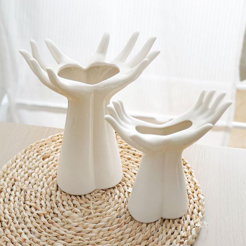 Nordic Ceramic Hand Vase – Creative Modern Flower Holder for Living Room, Office & Minimalist Home Décor Statement Piece