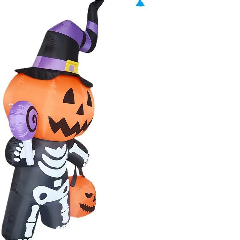 Inflatable Halloween Pumpkin Ghost Witch Model – Large Yard Prop with Built-In LED Lights for Party and Scary Outdoor Decorations