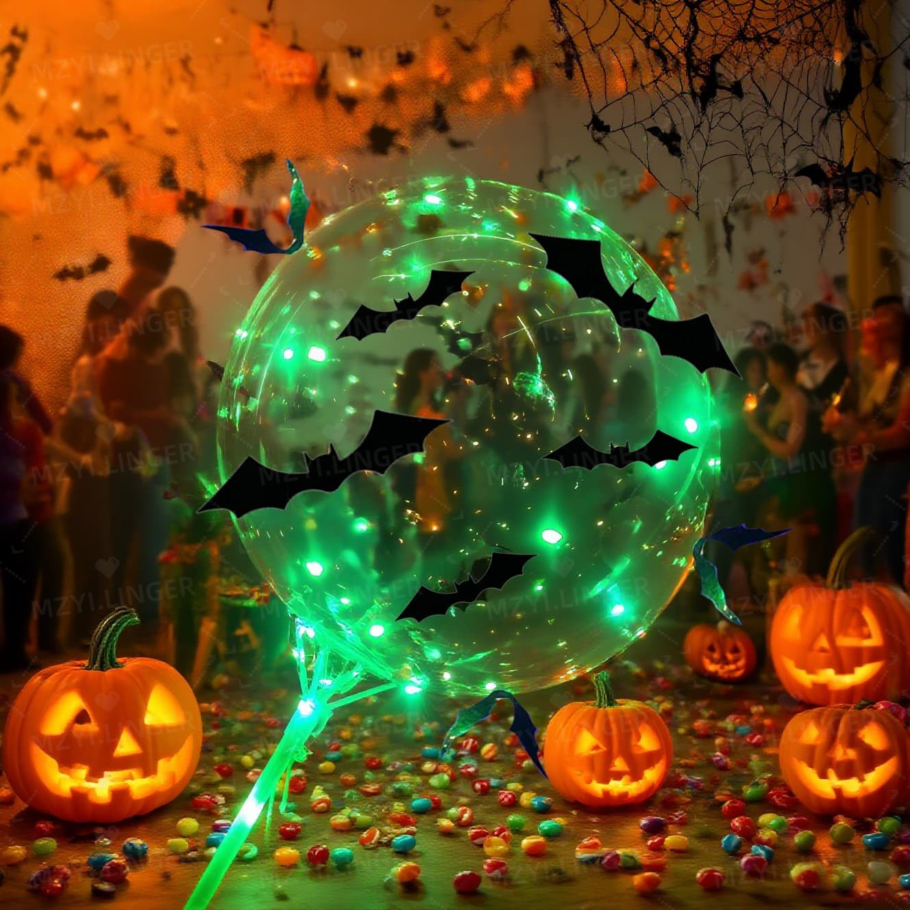 Halloween Balloon Set – Bat Stickers with Clear Bobo Balloons, Day of the Dead and Party Decorations