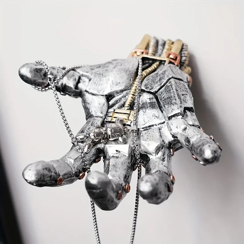 Creative Game Controller Wall Rack – Cyberpunk Robotic Arm Resin Shelf for Basketball, Football & Decor Storage