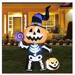 Inflatable Halloween Pumpkin Ghost Witch Model – Large Yard Prop with Built-In LED Lights for Party and Scary Outdoor Decorations