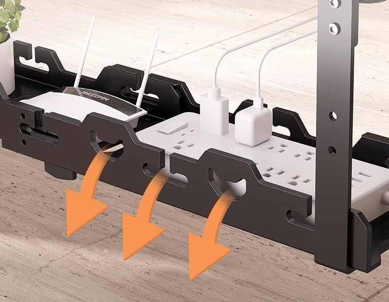 Telescopic Under-Table Storage Rack – Durable Metal Cable Management Tray with Punch-Free Installation for Office, Home Desks, or Wire Organization