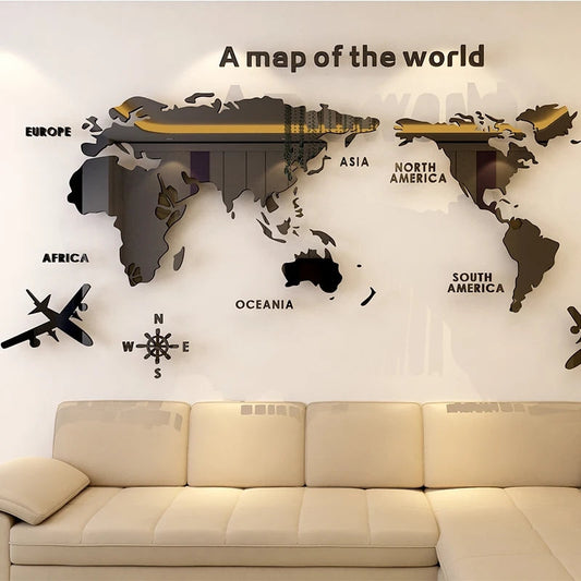 Solid Color English Alphabet Map Wall Stickers – Modern Stereo Wall Decals for Living Room or Office Background Decoration
