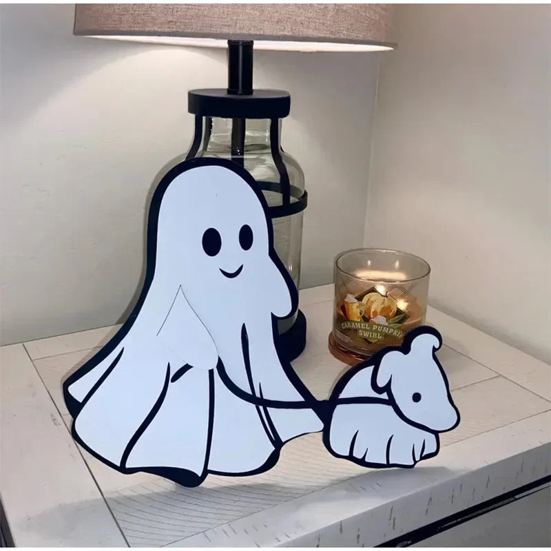 Halloween Ghost Dog Figurine – Cute Walking Dog Statue with Spooky Festival Charm, Tabletop Decoration, and Household Ornament Party Gift