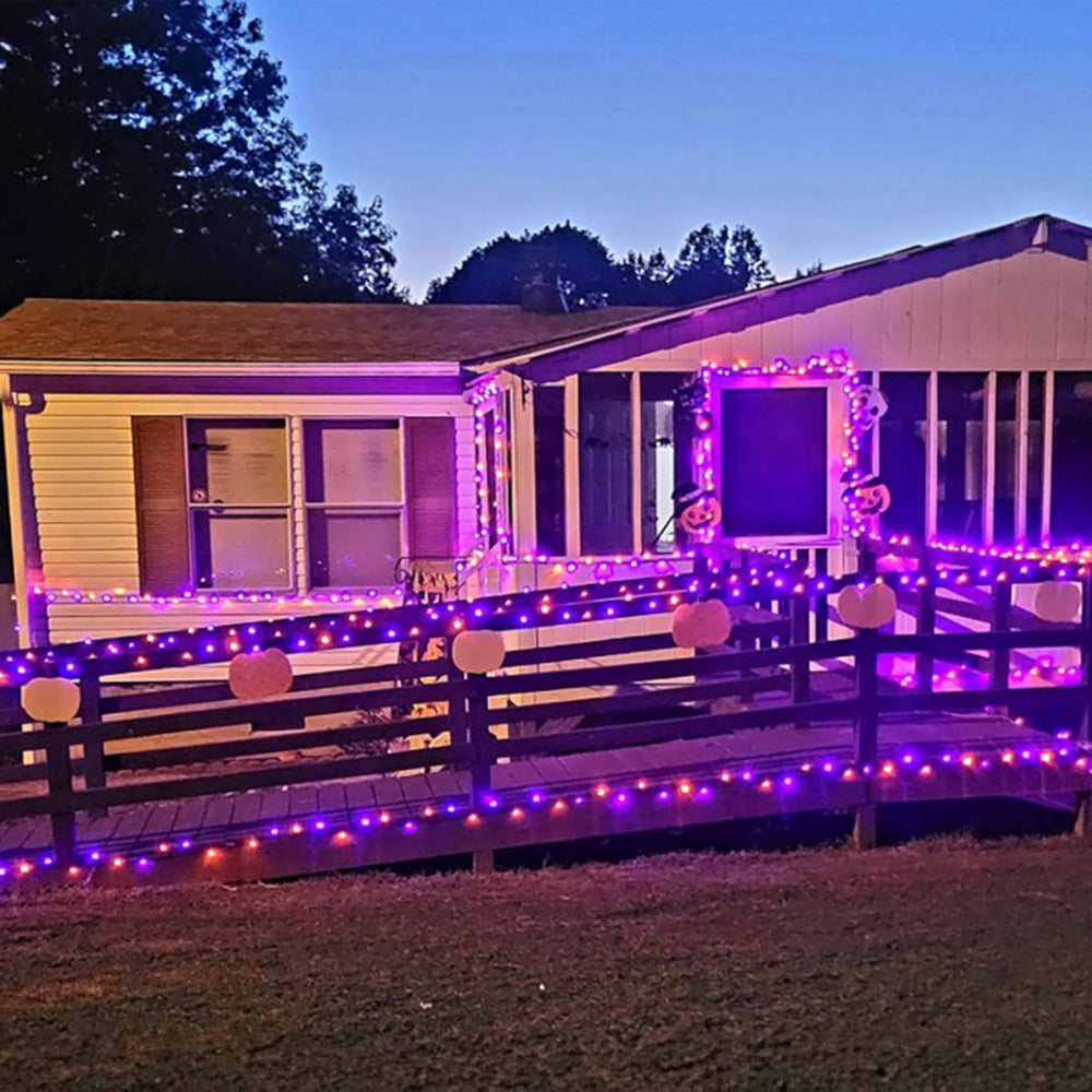 Halloween LED String Lights – Purple and Orange Fairy Lights for Outdoor Terrace, Garden, Street, Home, Christmas, and Party Decor