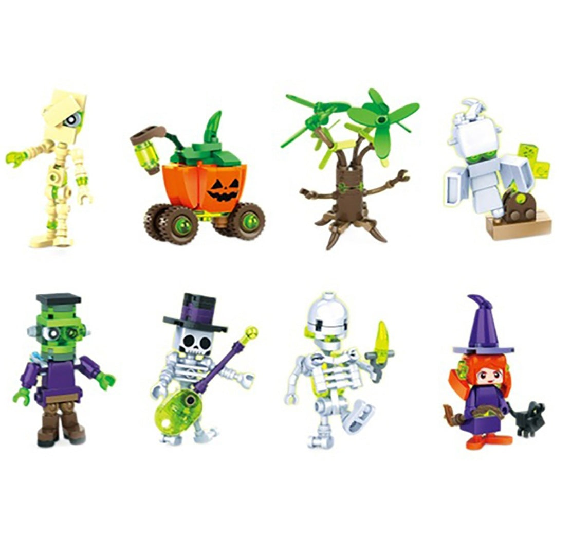 Halloween Puzzle Building Blocks – Luminous Pumpkin, Skull, and Elf Assembly Toy Set for Kids Educational Creative Holiday Fun