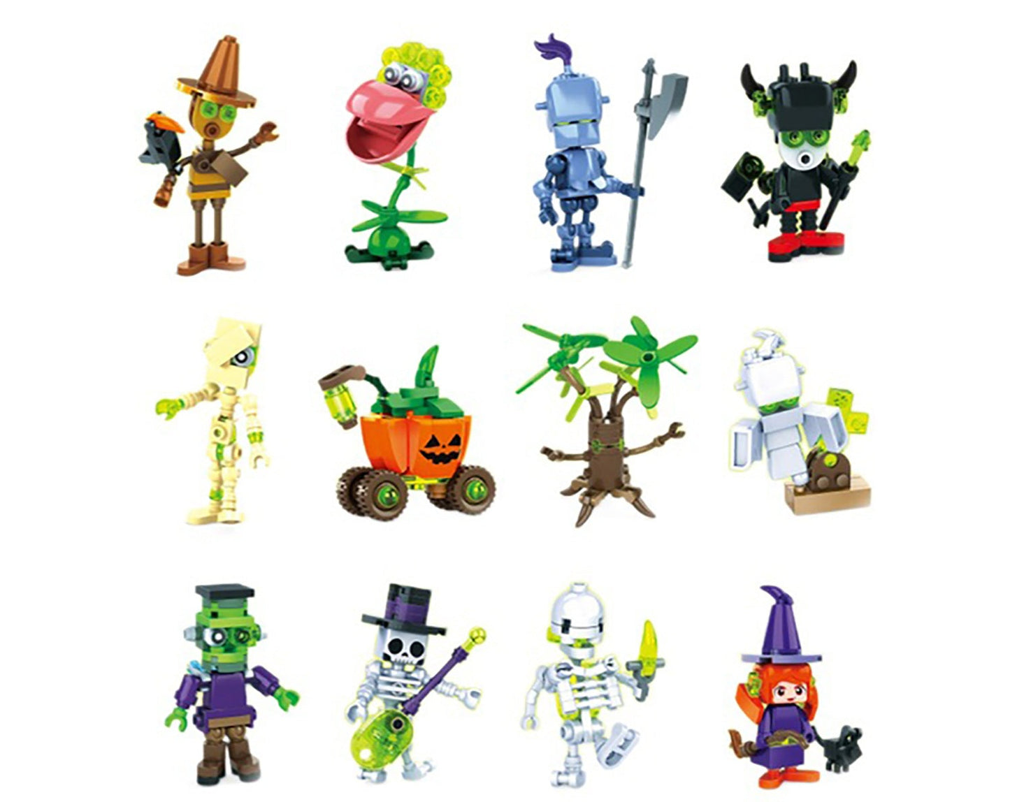 Halloween Puzzle Building Blocks – Luminous Pumpkin, Skull, and Elf Assembly Toy Set for Kids Educational Creative Holiday Fun