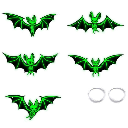 Halloween Hanging Glow-in-the-Dark Bats – 3D Glowing Plastic Decorations for Haunted House Indoor and Outdoor Party Décor