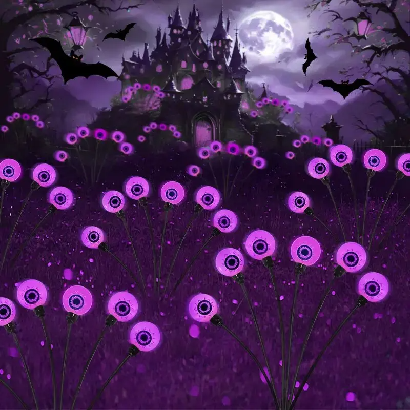 Halloween Eyeball Solar Lights – Pack Firefly Stake Lights with 6 Heads for Garden, Lawn, Patio, Festival Decoration